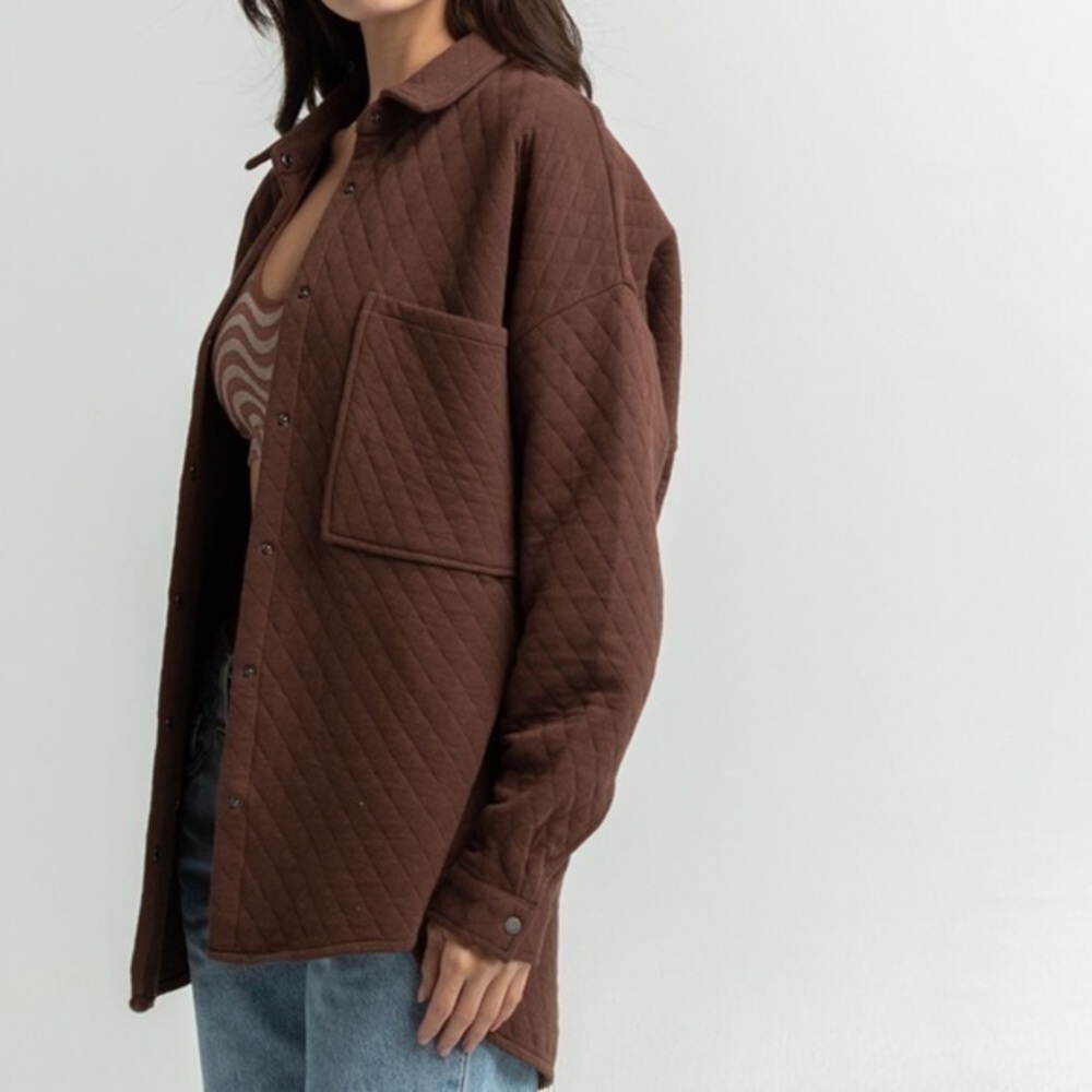 ACOA Womens Shacket Size S Color Chocolate